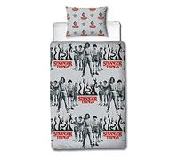 Copripiumino ufficiale di Stranger Things, design Dark Side, copripiumino reversibile grigio su 2 lati, prodotto ufficiale, federa coordinata (singolo)