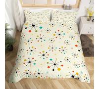 Copripiumino Una Piazza e Mezza 200x200 Atomo Retrò 3D Biancheria da Letto Arte Astratta 3 Pezzi Microfibra Morbido Traspirante Copri Piumino con Cerniera con Federa 50x80 1010-D