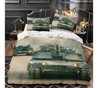 Copripiumino una Piazza e Mezza 200x200 Carro Armato Militare Set di Biancheria da Letto 3D Guerra Moderna Copripiumini in Morbido Microfibra con Cerniere e 2 Federe 50x80 m.2055