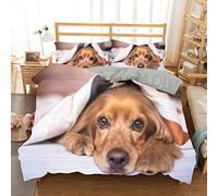 Copripiumino una Piazza e Mezza 200x200 cm Adolescente Cocker Spaniel Marrone Biancheria da Letto con Cerniera Nascosta Morbido Traspirante Set Copripiumini in Microfibra e 2 Federe 50x80 cm