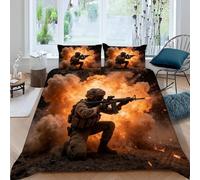 Copripiumino una Piazza e Mezza 200x200 cm Guerrieri Set di Biancheria da Letto in Morbido Traspirante Microfibra 3D Fiamme di Guerra con Copripiumino e 2 Federe 50x80 cm D-1455