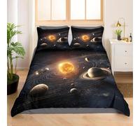 Copripiumino una Piazza e Mezza 200x200 cm Motivo a Cielo Stellato Set di Biancheria da Letto in Morbido Traspirante Microfibra 3D Tema Spazio con Copripiumino e 2 Federe 50x80 cm D-2091
