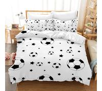 Copripiumino una Piazza e Mezza 200x200 cm Palloni da Calcio in Morbido Microfibra 3D Biancheria da Letto Tema Sportivo 3 Pezzi incluso 1 Copripiumini e 2 Federe 50x80 cm N.453