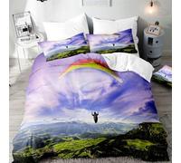 Copripiumino una Piazza e Mezza 200x200 cm Parapendio Arcobaleno Set di Biancheria da Letto in Morbido Traspirante Microfibra 3D Sport Estremi con Copripiumino e 2 Federe 50x80 cm B-4167