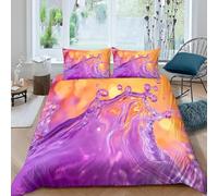 Copripiumino una Piazza e Mezza 200x200 cm Schizzi D'acqua Colorati Set di Biancheria da Letto in Morbido Traspirante Microfibra 3D Arte Liquida con Copripiumino e 2 Federe 50x80 cm E-3265