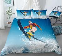 Copripiumino una Piazza e Mezza 200x200 cm Sci Alpino Set di Biancheria da Letto in Morbido Traspirante Microfibra 3D Sport Estremi con Copripiumino e 2 Federe 50x80 cm E-6093
