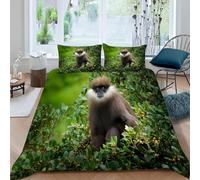 Copripiumino una Piazza e Mezza 200x200 cm Scimmia Set di Biancheria da Letto in Morbido Traspirante Microfibra 3D Arbusti Della Foresta Pluviale con Copripiumino e 2 Federe 50x80 cm B-3423