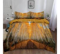 Copripiumino una Piazza e Mezza 200x200 cm Sentiero Nel Bosco in Morbido Microfibra 3D Biancheria da Letto Tema Autunnale 3 Pezzi incluso 1 Copripiumini e 2 Federe 50x80 cm S.1071
