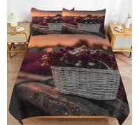 Copripiumino Una Piazza e Mezza 200x200 Crisantemi Set Biancheria da Letto 3 Pezzi 3D Stampa Cesto di Fiori Copripiumini Incluso 1 Microfibra Copri piumino e 2 Federe K.1228