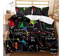 Copripiumino Una Piazza e Mezza 200x200 Equazione 3D Biancheria da Letto Disegni Colorati 3 Pezzi Microfibra Morbido Traspirante Copri Piumino con Cerniera con Federa 50x80 3050-D