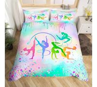 Copripiumino una Piazza e Mezza 200x200 Ginnastica Ritmica Biancheria da Letto Movimenti di Danza in Morbida Microfibra 3D Copripiumino con Cerniera e 2 Federe 50x80 N.2327