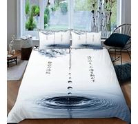 Copripiumino Una Piazza e Mezza 200x200 Goccia D'acqua Set Biancheria da Letto 3 Pezzi 3D Stampa Stile Giapponese Copripiumini Incluso 1 Microfibra Copri piumino e 2 Federe J.2620