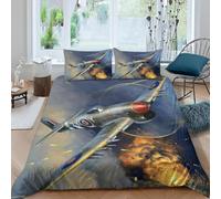 Copripiumino Una Piazza e Mezza 200x200 Lanciafiamme 3D Biancheria da Letto Guerra 3 Pezzi Microfibra Morbido Traspirante Copri Piumino con Cerniera con Federa 50x80 2954-D