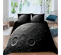 Copripiumino Una Piazza e Mezza 200x200 Luna Set Biancheria da Letto 3 Pezzi 3D Stampa Cielo Stellato e Astronomia Copripiumini Incluso 1 Microfibra Copri piumino e 2 Federe L.1246