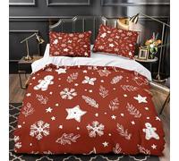 Copripiumino Una Piazza e Mezza 200x200 Omino di Pan di Zenzero Set Biancheria da Letto 3 Pezzi 3D Stampa Tema Natalizio Copripiumini Incluso 1 Microfibra Copri piumino e 2 Federe K.2044