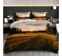 Copripiumino Una Piazza e Mezza 200x200 Risaia Set Biancheria da Letto 3 Pezzi 3D Stampa Stile Country Copripiumini Incluso 1 Microfibra Copri piumino e 2 Federe L.1066