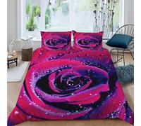 Copripiumino una Piazza e Mezza 200x200 Rosa Biancheria da Letto Amore Romantico in Morbida Microfibra 3D Copripiumino con Cerniera e 2 Federe 50x80 I.941