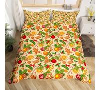 Copripiumino Una Piazza e Mezza 200x200 Stampa 3D Omino Di Pan Di Zenzero Natalizio Parure Copri Piumino Tema Capodanno 3 Pezzi Set di Biancheria da Letto Include 1 Copripiumini e 2 Federe D.1