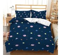 Copripiumino Una Piazza e Mezza 200x200 Universo Cielo Stellato 3D Biancheria da Letto Cartoni Animati 3 Pezzi Microfibra Morbido Traspirante Copri Piumino con Cerniera con Federa 50x80 3158-D