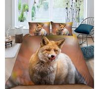 Copripiumino una Piazza e Mezza 200x200 Volpe Set di Biancheria da Letto 3D Animali Carini Copripiumini in Morbido Microfibra con Cerniere e 2 Federe 50x80 r.597