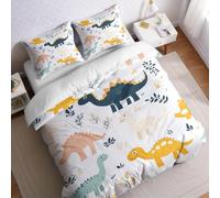 Copripiumino Una Piazza e Mezza 250x200 cm Forme geometriche Set Biancheria da Letto Disegno a tratto di un dinosauro in Microfibra Traspirante con Cerniera e 2 Federe