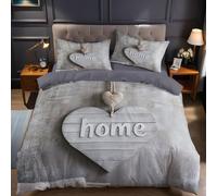 Copripiumino Una Piazza e Mezza 250x200 cm Lettere d'amore con venature del legno Set Biancheria da Letto Confortevole Microfibra Cotone Traspirante con Cerniera e 2 Federe