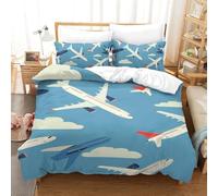 Copripiumino Una Piazza e Mezza Aereo Passeggeri dei Cartoni Animati 200 x 200 cm 3D Set Copripiumino Matrimoniale Aereo Morbida Microfibra Biancheria da Letto 3 Pezzi Parure Copripiumone a_801