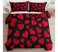 Copripiumino una Piazza e Mezza Amore Cuore in Morbida Microfibra Set Biancheria da Letto Cuore Rosso Sacco Piumino 200x200 Double Face Stampato in 3D e 2 Federe M/8675