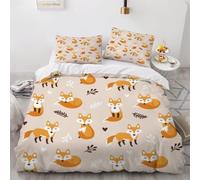 Copripiumino una Piazza e Mezza Bambini Copripiumino 200x200 cm Biancheria da Letto Volpe Carina 3 Pezzi, 3D Copripiumini Microfibra con Cerniera e 2 Federe 50x80 cm B-4652
