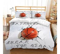 Copripiumino una Piazza e Mezza Basket Bianco Come La Neve Set di Biancheria da Letto Stampato in Microfibra Morbido, copripiumino 200x200 e 2 Federa 50x80 con Cerniera