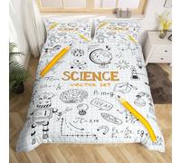 Copripiumino una Piazza e Mezza Campus Scientifico Traspirante in Microfibra Set di Biancheria da Letto Matematica Fisica con Cerniera 3D Copripiumino 200x200 e 2 Federe c-3132