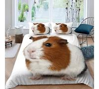 Copripiumino Una Piazza e Mezza Cavia Set di Biancheria da Letto Simpatico Porcellino D'india Copripiumini in Morbida Microfibra Stampa 3D Copri Piumino 200x200 con 2 Federe K-2202