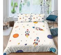 Copripiumino Una Piazza e Mezza Cielo Stellato a Cartoni Animati 200 x 200 cm 3D Set Copripiumino Matrimoniale Spazio Spaziale Morbida Microfibra Biancheria da Letto 3 Pezzi Parure Copripiumone f.706