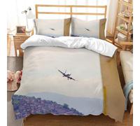 Copripiumino Una Piazza e Mezza Città Degli Aerei 200 x 200 cm 3D Set Copripiumino Matrimoniale Arte Paesaggistica Morbida Microfibra Biancheria da Letto 3 Pezzi Parure Copripiumone a_105