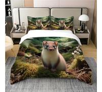 Copripiumino Una Piazza e Mezza Donnola Set di Biancheria da Letto Simpatici Animali Copripiumini in Morbida Microfibra Stampa 3D Copri Piumino 200x200 con 2 Federe H-1796