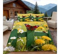 Copripiumino una Piazza e Mezza Farfalla Stampata, Copripiumino Azienda Agricola 3D Microfibra Biancheria da Letto 200x200 Duvet Cover con 2 x Federe 50x80 cm