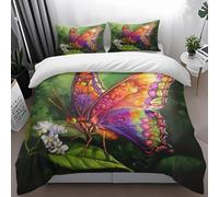 Copripiumino una Piazza e Mezza Farfalla Verde Copriletto una Piazza e Mezzo Microfibra Lenzuola Matrimoniali Morbido Lavabile Piumone Matrimoniale+2 Federe Cuscini 50x75 cm 200x200cm