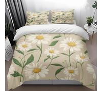 Copripiumino una Piazza e Mezza Fiore Bianco Set di Lenzuola in microfibra extra morbida,Comprendente 1 Copripiumino 200x200cm + 2 Federe Cuscino Letto 50x75,Resistente e Lavabile