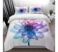 Copripiumino una Piazza e Mezza Fiore Viola Blu Copripiumino una Piazza e Mezza Bambina Microfibra Copriletto Morbido Lavabile Piumino Matrimoniale+2 Federe Cuscini 50x75 cm 200x200cm