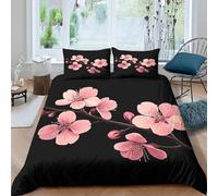 Copripiumino Una Piazza e Mezza Fiori di Ciliegio Rosa 200 x 200 cm 3D Set Copripiumino Matrimoniale Fiori Romantici Morbida Microfibra Biancheria da Letto 3 Pezzi Parure Copripiumone f.550