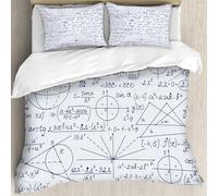 Copripiumino Una Piazza e Mezza Formula Matematica Set di Biancheria da Letto Geometria 3D Copri Piumino in Microfibra Morbida Copripiumino 200x200 con Cerniere e 2 Federe C-3496