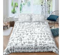 Copripiumino Una Piazza e Mezza Formula Matematica Stampa 3D Set Copripiumino Matematica Morbido Microfibra Biancheria da Letto Formula Matematica, Copripiumone 200x200 con 2 Federe J1551