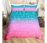 Copripiumino una Piazza e Mezza Formula Matematica Traspirante in Microfibra Set di Biancheria da Letto Colore Sfumato con Cerniera 3D Copripiumino 200x200 e 2 Federe c-4168