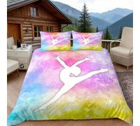 Copripiumino una Piazza e Mezza Ginnasta, Copripiumino Arte Astratta Stampa 3D Microfibra Biancheria da Letto 200x200 Duvet Cover con 2 x Federe 50x80 cm