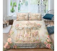 Copripiumino Una Piazza e Mezza Giostra 200 x 200 cm 3D Set Copripiumino Matrimoniale Tema Parco Divertimenti Morbida Microfibra Biancheria da Letto 3 Pezzi Parure Copripiumone d.952