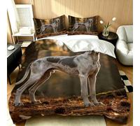 Copripiumino Una Piazza e Mezza Levriero Maculato 200 x 200 cm 3D Set Copripiumino Matrimoniale Segugio Morbida Microfibra Biancheria da Letto 3 Pezzi Parure Copripiumone D-157