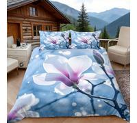 Copripiumino una Piazza e Mezza Magnolia, Copripiumino Sogno 3D Microfibra Biancheria da Letto 200x200 Duvet Cover con 2 x Federe 50x80 cm