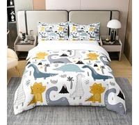 Copripiumino Una Piazza e Mezza Modelli Di Dinosauri Set Biancheria da Letto Ragazzi bambini Copripiumino 200×200 con 2 Federe 50×80 in Microfibra Morbida 3 Pezzi con Cerniera IT1878