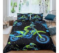Copripiumino Una Piazza e Mezza Motocross 200 x 200 cm 3D Set Copripiumino Matrimoniale Sport Estremi Morbida Microfibra Biancheria da Letto 3 Pezzi Parure Copripiumone e.1174