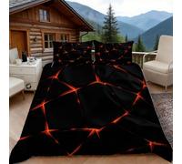 Copripiumino una Piazza e Mezza Nero Geometrico, Copripiumino Arte Astratta Stampa 3D Microfibra Biancheria da Letto 200x200 Duvet Cover con 2 x Federe 50x80 cm